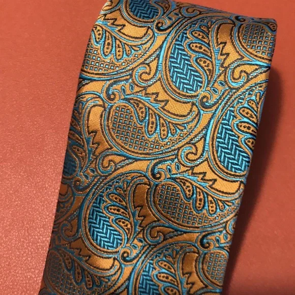 Paisley Golden teal Tie Set